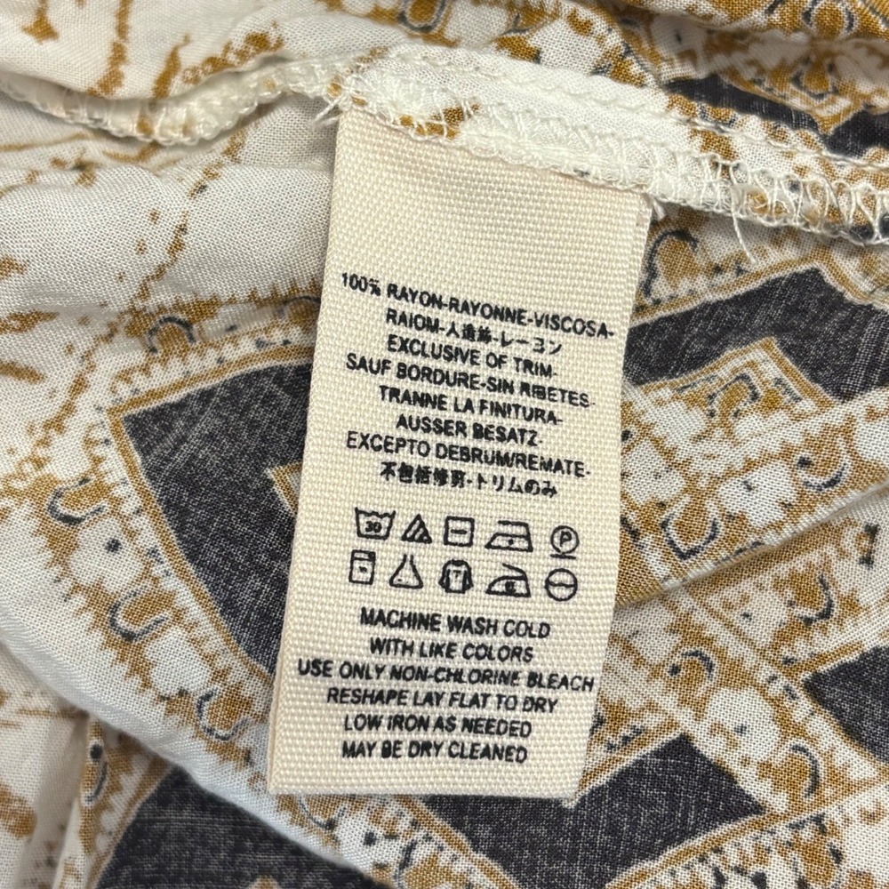 Free People Women Large White Brown Geometric Medallion Boho Mini Dress OB456201 - Picture 4 of 9